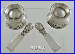 William Spratling Sterling Silver Pair Salt Cellars With Spratling Spoons 1963